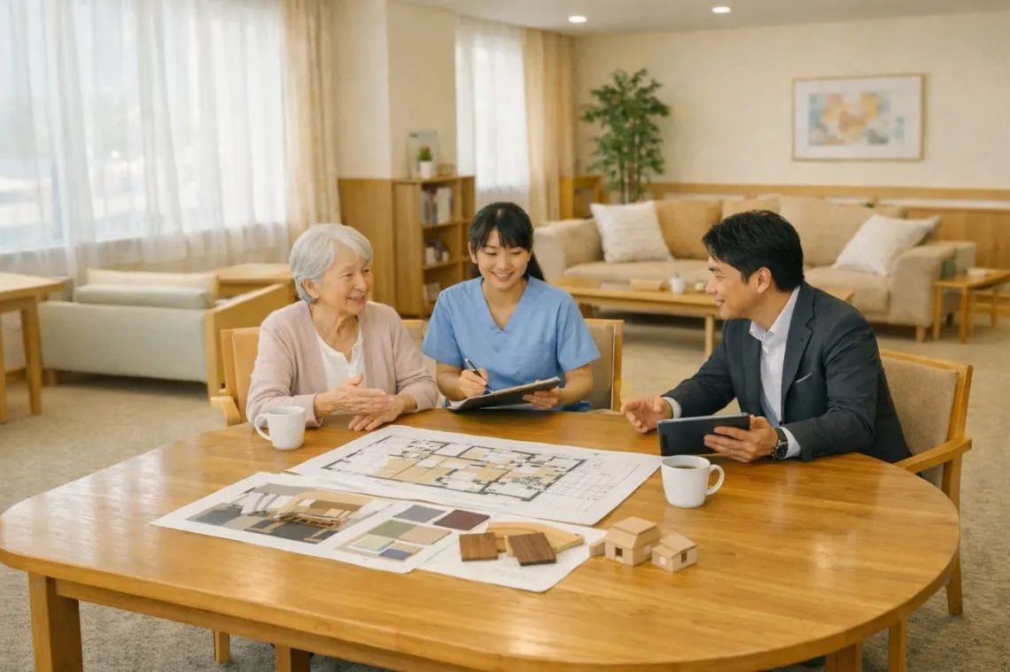 施設スタッフとの打ち合わせの様子
